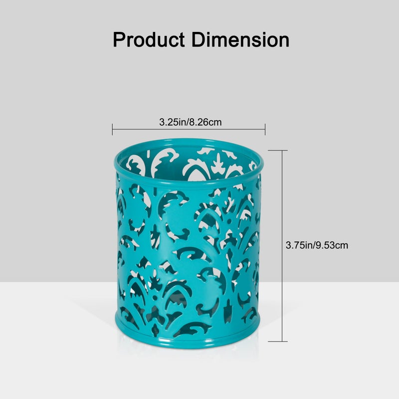 EasyPAG Teal Pen Holder for Desk, 2 Pack Round Pen Organizer, Brush Holder for Vanity, Metal Pencil Cup Organizer for Home, Office, Classroom, School - Image 4